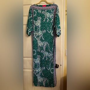 Lilly Pulitzer On the Prowl Emerald Green Maxi Dress with White Leopard Motif